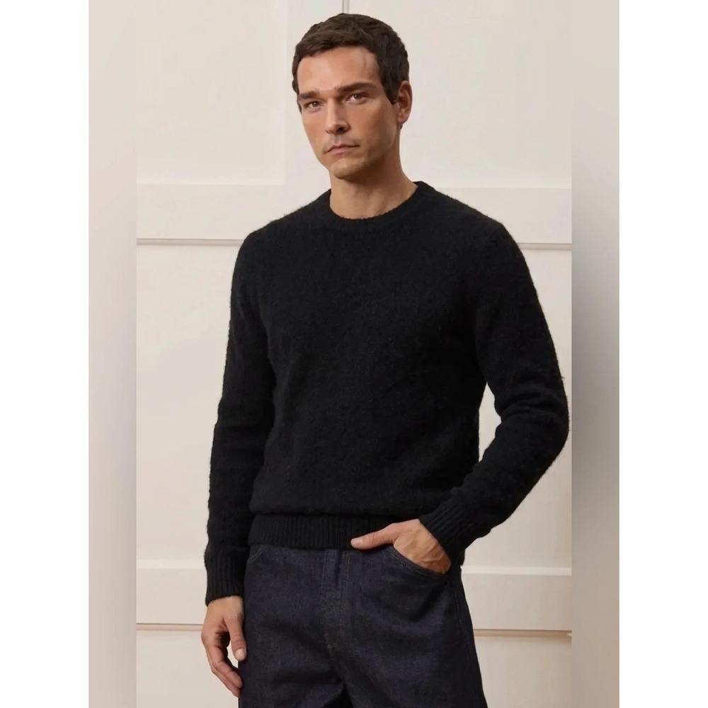 Todd Snyder Solid Brushed Italian Mohair Crewneck in Black Men Medium NWT $398